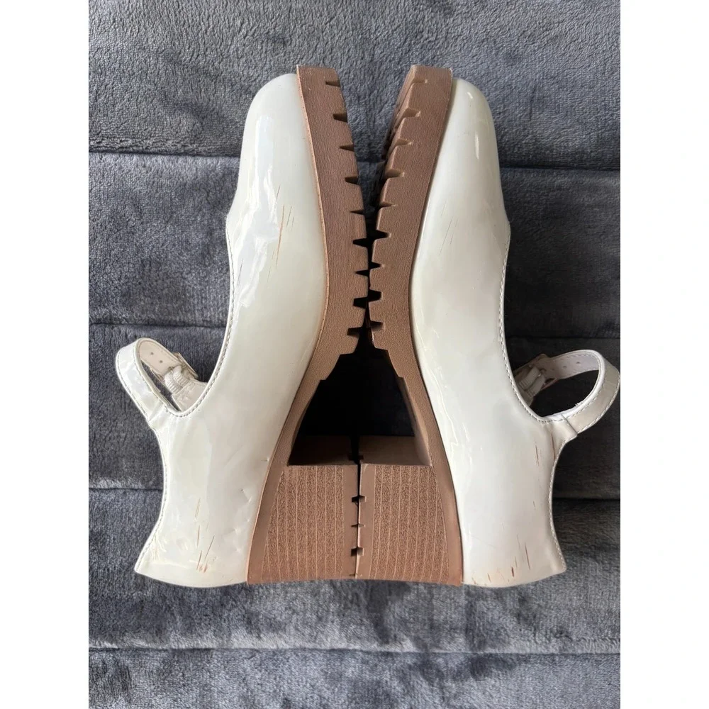 Soda Boxer-2 Girls Fashion Shoes Sz 5 Ivory Leather Adjustable Strap Block Heel